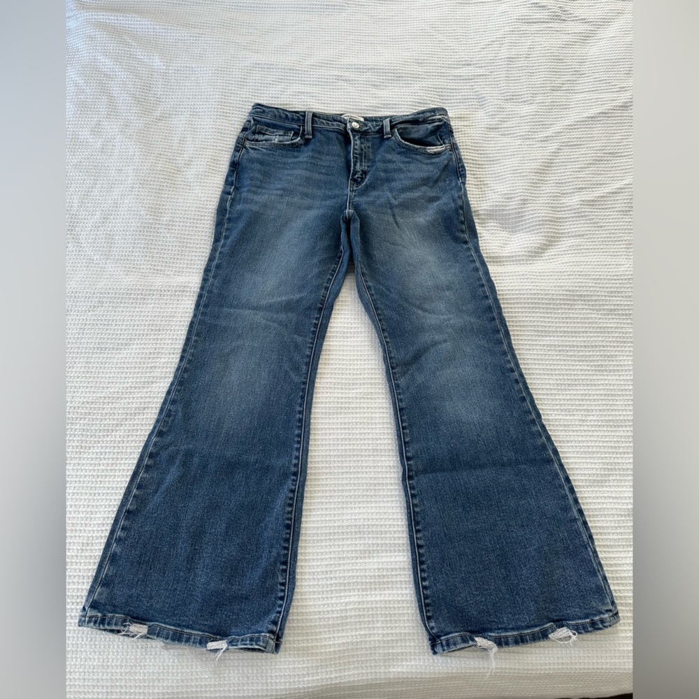 Flying Monkey Women’s Mid Rise Flare Denim Blue Jeans size 32 or 15